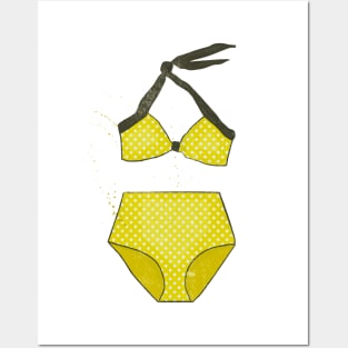 Yellow Polkadot Bikini Posters and Art